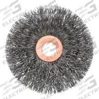 WEILER Wire Wheel Brush: Crimped Steel, 2 1/2" Dia x 1/2" Wd, 1/2" to 3/8" Arbor, 0.014" Fill (MPN 90854). Key specifications — attr975420: WEILER.