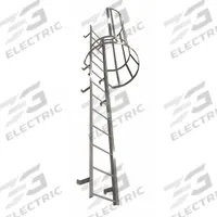 COTTERMAN Fixed Ladder with Safety Cage: 27 ft Overall Ht, 26 in Overall Wd, Steel, 28 Rungs (MPN M28SC L10 C1). Key specifications — Brand: COTTERMAN; Assembly: Assembled; Number of Sections: 4.