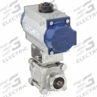 APPROVED VENDOR Pneumatically Actuated Two-Way Ball Valve: 1 1/2 in, 316 Stainless Steel (MPN 90C1.5C/75-5SC-XX). Key specifications — 3-A Compliance: Meets 3A Sanitary Standards; Average Surface Roughness (Ra): < 0.6 micron; Brand: APPROVED VENDOR; Pilot Solenoid Voltage: Not Included.