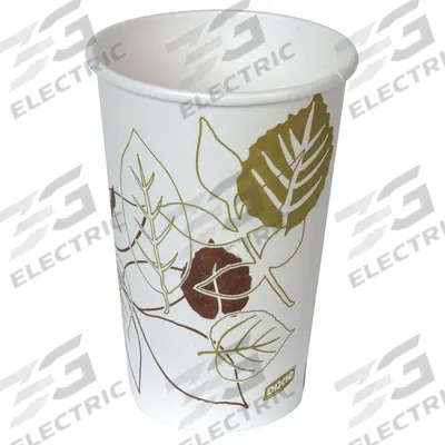 DIXIE Disposable Hot Cup: 16 oz Capacity, White, Paper, Unwrapped, Pathways - Paper Hot Cups