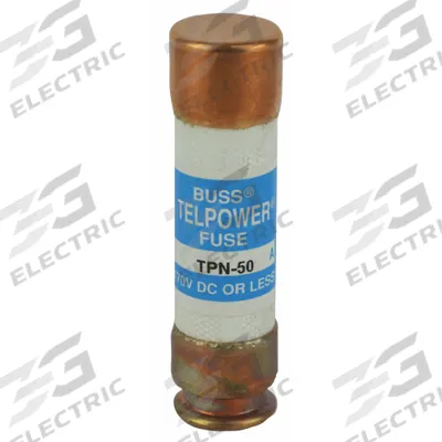 BUSSMANN Telecom Protection Fuse: TPN Series, Fast-Acting, Cylindrical, 50 A - Fast-Acting Cylindrical Fuses