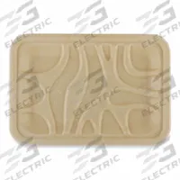 WORLD CENTRIC Food Trays: 1 Compartments, 5/8 in Ht, 5 3/4 in Wd, 8 1/4 in Lg, Natural, 500 PK (MPN TR-SC-2S-LFS). Key specifications — attr558007: WORLD CENTRIC; attr558010: Natural; attr558015: Yes; attr558017: Wavy; attr558020: Rectangular; attr561814: Deli Tray.