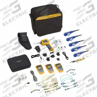 FLUKE Cable Tester Kit: Fiber Optic Cable Testing Kit, SFP Fiber Optic, MPO (MM/SM), Digital (MPN MFTK-DC MM/SM Kit). Key specifications — Product Type: Fiber Optic Cable Testing Kit; Includes: (2) Camera Adapters; Manufacturer Part Number: MFTK-DC MM/SM Kit; Adapters Included: MPO (MM/SM); Brand: FLUKE; Connector Type: SFP Fiber Optic; Features: Built-In MPO connector; Testing Functions: Continuity Testing.