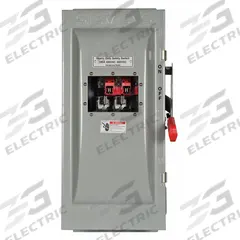 SIEMENS Safety Switch: Fusible, 100 A, Three Phase, 600V AC, Galvanized Steel, Indoor (MPN HF363JW). Key specifications — Brand: SIEMENS.