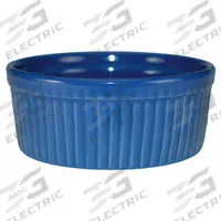 ITI Fluted Ramekin: 6 oz Capacity, Vitrified Stoneware, Blue, Microwaveable, Dishwasher Safe (MPN RAMF-8-LB). Key specifications — Microwaveable: Yes; Oven Safe: No; Brand: ITI; Material: Vitrified Stoneware; Color: Blue; NSF Certified: No; Dishwasher Safe: Yes.