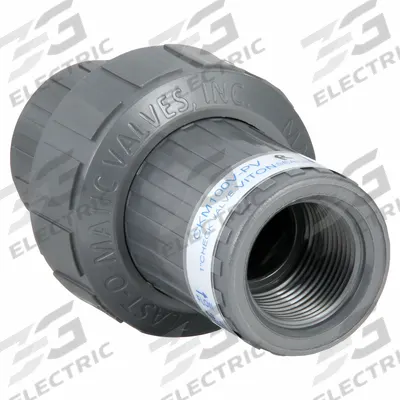 PLAST-O-MATIC Check Valve: Diaphragm, Inline Valve Body, 1 in Pipe Size, FNPT x Socket - PVC Inline Diaphragm Check Valves