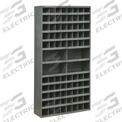 DURHAM MFG Pigeonhole Bin Unit: 34 in x 12 in x 66 in, 84 Compartments, 12 in, Gray - Lipped Fixed-Size Compartmented Shelving