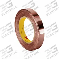 3M Conductive Electrical Tape: 1 in Wd, 6 yd Lg, 2.6 mil Thick, 600 V Volt Rating, Copper Foil (MPN 1181)