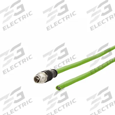 METZ CONNECT Cable: Cat7, M12 Plug Male Straight x Bare Wire, 1 m Lg, PUR, Green, X Coding - Single-Ended M12 Data Cordsets