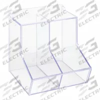 Lab Bulk Bin: 8 1/2 in Overall Wd, 9 in Overall Ht, 8 3/4 in Overall Lg, PETG, Clear, 2 Compartments (MPN BLKBNLDDBL4-T). Key specifications — Material: PETG; Mounting Location: Wall; Color: Clear; Product Type: Bulk Bin; Total Holding Capacity: Misc Lab Supplies; Brand: POLTEX.