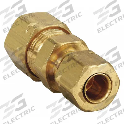 PARKER Compression Fitting Union: 3/8 in OD x 1/2 in OD Fitting Size, Brass - Self-Aligning Brass Compression Fittings