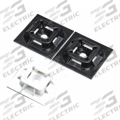 PANDUIT Cable Tie Mounting Base: 0.2 in Slot Wd, 0.06 in Slot Ht, White, 1 in Wd - Adhesive Mount Cable Tie Bases