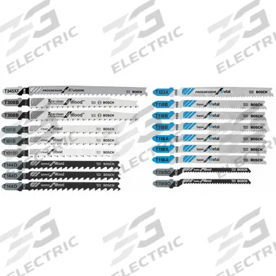BOSCH Jig Saw Blade Set: T Shank, For Metal/Wood Workpiece Material - Jigsaw Blade Sets
