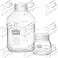 DURAN Narrow Mouth Round Glass Bottles - Safety Coated: 2 L, 80 mm, Colorless, 6 Bottles (MPN 218656382). Key specifications — Brand: DURAN; Graduated: Yes; Pre-Cleaned: None; Body Color: Colorless; Screw Closure Size: 80 mm.