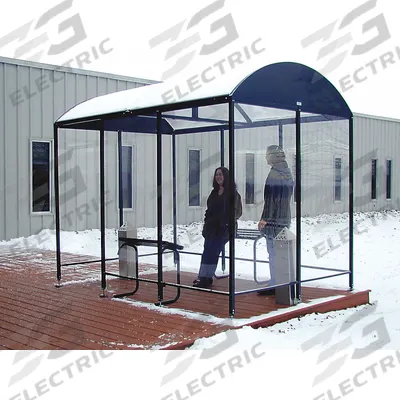 NO BUTTS BIN CO. Smoking Shelter: Unassembled, 3 Sides, 165 in x 42 in x 95 in, Aluminum - 3-Wall Back-To-Wall Unassembled Bus & Smoking Shelters