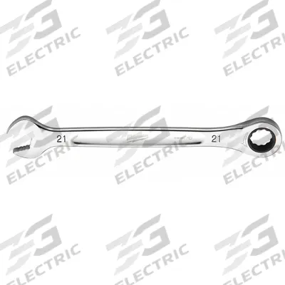 MILWAUKEE Ratcheting Combination Wrench: Chrome Vanadium Steel, Chrome, 21 mm Head Size - Metric 12-Point Ratcheting Combination Wrenches
