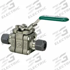 PARKER Manual Two-Way Ball Valve: 3/8 in, 316 Stainless Steel, Straight, Sweat x Sweat, Three-Piece (MPN 6A-SWB4L-RT-T-SS-LD-GR). Key specifications — Brand: PARKER; Handle: Locking Lever.