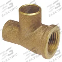 NIBCO Sweat Fitting Tee: 3/4 in CTS x 1/2 in Pipe x 3/4 in CTS, Cup x FNPT x Cup, Cast Bronze (MPN 714RR 3/4X1/2X3/4)