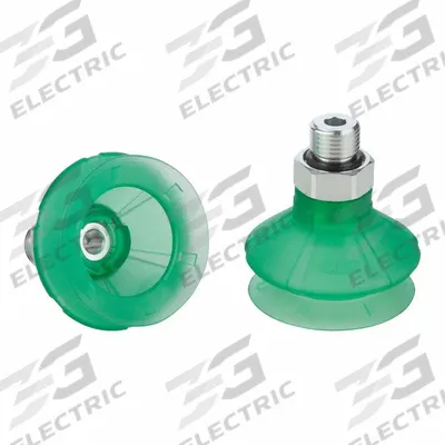 SCHMALZ Vacuum Pad Assembly: 1.5 Folds, G1/4 in, 48 mm Pad Dia, Elastodur ED, Green - Bellows Type Packaging Industry Vacuum Pad Assemblies