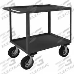 APPROVED VENDOR Utility Cart: 1,200 lb, 36 in L x 24 in W Shelf, 2 Shelves, Gray, Flat (MPN RSC-243639-2-8PN-95). Key specifications — Caster/Wheel Configuration: (2) Swivel; Brand: APPROVED VENDOR; Caster Wheel/Tread Material: Rubber.