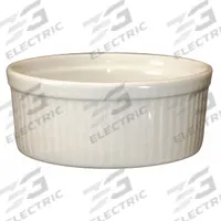 ITI Fluted Ramekin: 8 oz Capacity, Vitrified Stoneware, White, Microwaveable, Dishwasher Safe (MPN RAMF-10-AW). Key specifications — Microwaveable: Yes; Oven Safe: No; Brand: ITI; Material: Vitrified Stoneware; Color: White; NSF Certified: No; Dishwasher Safe: Yes.