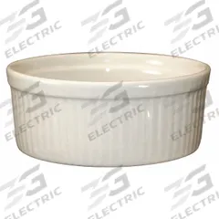 ITI Fluted Ramekin: 8 oz Capacity, Vitrified Stoneware, White, Microwaveable, Dishwasher Safe (MPN RAMF-10-AW). Key specifications — Microwaveable: Yes; Oven Safe: No; Brand: ITI; Material: Vitrified Stoneware; Color: White; NSF Certified: No; Dishwasher Safe: Yes.