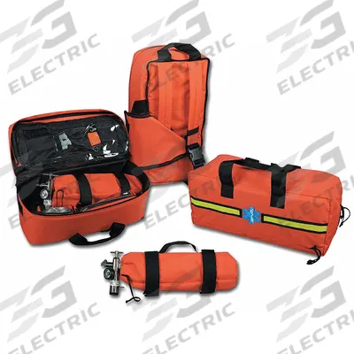 EMI Airway Trauma Response Bag: 23 in L x 12 in W x 10 in D, Zipper, Orange - Medical Oxygen Duffel Bags