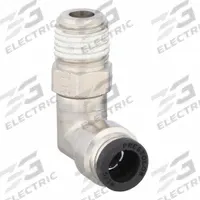 PARKER Push-Fit Elbow Fitting: 5/16 in OD x 1/4 in Pipe Size, Push-to-Connect x MNPTF, Brass, Silver (MPN W169PLP-5-4). Key specifications — Brand: PARKER.