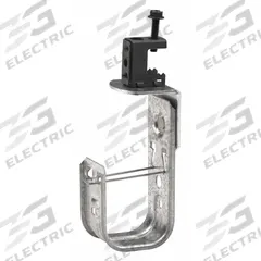 B-LINE BY EATON J-Hook: Clamp-On with Locking Latch, 1 1/4 in Max. Bundle Dia., Galvanized Steel (MPN BCH21-C2). Key specifications — Material: Galvanized Steel; Mounting: 360° Horizontal Rotation; Includes Locking Latch: Yes; Color: Silver; Brand: B-LINE BY EATON; Mounting Location: Beam; Mounting & Attachment (subhead): Clamp-On with Locking Latch.