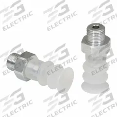 SCHMALZ Vacuum Pad Assembly: Multi-Bellows, 2.5 Folds, G1/8 in Vacuum Port, 15.5 mm Pad Dia, Clear (MPN 10.01.06.00038). Key specifications — attr1019136: 10.01.06.00038; attr1019138: SCHMALZ; attr1019139: 55 A.