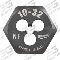 MILWAUKEE Hex Threading Die: #10-32 UNF, 1 in Hex Wd, Black Oxide Carbon Steel (MPN 49-57-5327)