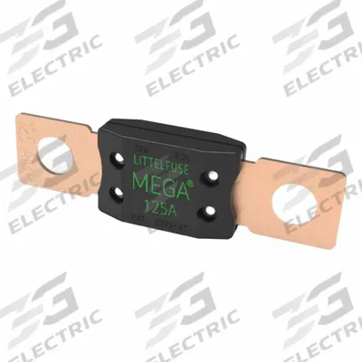 LITTELFUSE Automotive Fuse: MEGA+ 298 Series, Two-Hole, Bolt-On, Time-Delay, 125 A - Two-Bolt-Hole Time-Delay Fuses