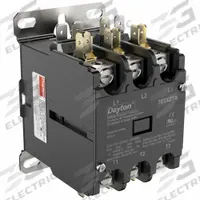 DAYTON Definite Purpose Magnetic Contactor: 3 Poles, 120V AC, 40 A, Non-Reversing (MPN 783XZ7). Key specifications — Brand: DAYTON; Coil Voltage: 120V AC; Contactor Style: HVACR Definite Purpose Contactor; Mounting Style: Through Panel; Terminal Connection Type: Box Lugs; Maximum Voltage Rating: 600V AC; Phase: Three; Main Pole Contact Form: 3NO.