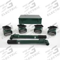 HILMAN ROLLERS Machine Roller Kit: 6,000 lb, 3 7/16 in Deck Ht, 4 in L x 2 1/2 in W, (4) Rollers (MPN KRS-3-4S). Key specifications — Top Plate Surface: Rubber Padded; Includes: (2) Handles; Brand: HILMAN ROLLERS; Color: Green.