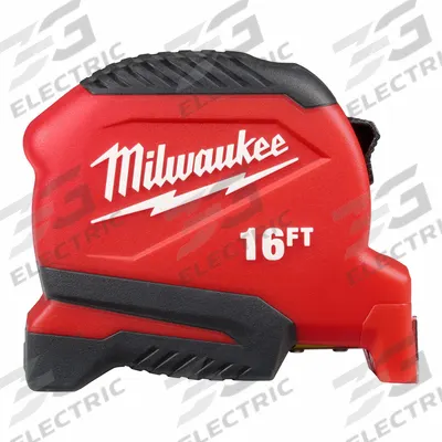 MILWAUKEE Compact Tape Measure: Nonmagnetic Single Hook Tip, 16 ft, Plastic - Standard (Inch) Tape Measures