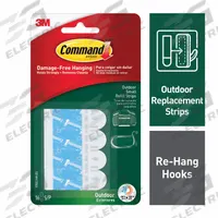 COMMAND Outdoor Small Refill Strip: 0.63 in Overall Wd, 1.81 in Overall Lg, White, Double-Sided (MPN 17022AW-16ESF). Key specifications — Brand: COMMAND; Material: Foam.