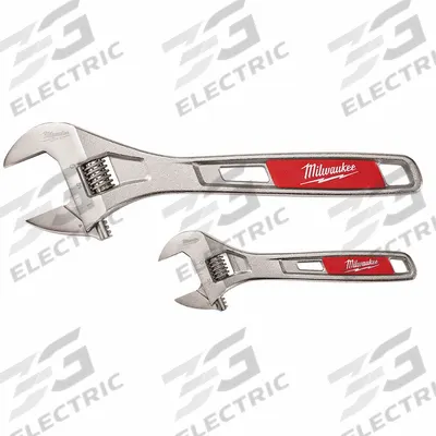 MILWAUKEE Adjustable Wrench Set: Alloy Steel, Chrome, Plain Grip - General Purpose Adjustable Wrench Sets