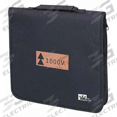 IDEAL Tool Bag: 11 1/2 in W x 2 in D x 13 in H, Black, Nylon, 9 Inside Pockets - Nylon Flat Zippered Tool Cases