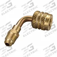 YELLOW JACKET Adapter: 3 1/2 in Lg, 90° Angle, Input 1/4 in Female Flare Left-Hand, A2L Compatible (MPN 19204). Key specifications — Product Type: Adapter; Brand: YELLOW JACKET; Manufacturer Part Number: 19204; Material: Brass.