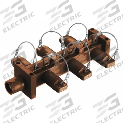 HUBBELL Distribution Block: 6 Female, 1 Male Connections, Brown, 600V AC/600V DC - Single-Pole Distribution Blocks