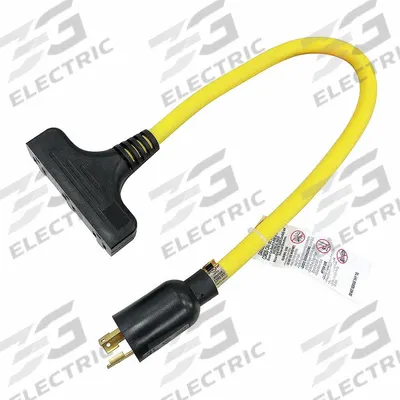 APPROVED VENDOR Cord Adapter: 2 ft Lg, 12 AWG, L5-20P Plug, 5-15R Receptacle, Yellow - Twist-Lock Plug Extension Cord Adapters