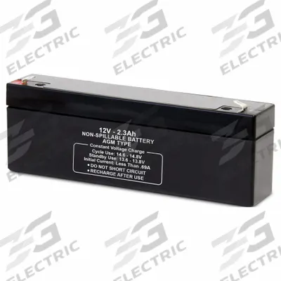 APPROVED VENDOR Sealed Lead Acid Battery: 12V DC, 2.3 Ah Capacity, 2.4 in Ht, 1.4 in Wd - AGM Sealed Lead Acid Batteries