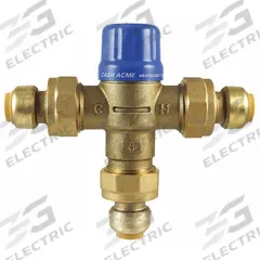 CASH ACME Thermostatic Mixing Valve: 1/2 in Inlet Connection Size, 1/2 in Outlet Connection Size (MPN HG110D). Key specifications — attr1037827: CASH ACME.