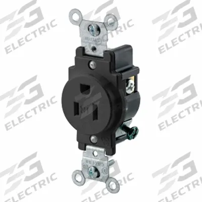 LEVITON Plugs and Receptacles: Single, 5-15, Black, 125V AC, 15 A, 2 Pole / 3 Wire (MPN T5015-E) - General Purpose Receptacles