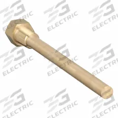 WINTERS Threaded Thermowell: Brass, For 9 in Stem Lg, 7 1/2 in Insertion Lg, For 1/4 in Stem Dia (MPN TBR950-ST). Key specifications — Maximum Operating Temperature: 400°F/204°C; Brand: WINTERS; Maximum Operating Pressure: 5,000 psi at 70°F.
