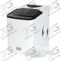 BLACK & DECKER Ice Machine: Top Hat, 26 lb Ice per Day, Air/Water Cooled, 12 5/8 in Ht, 8 3/4 in Wd (MPN BIMH226W). Key specifications — Energy Star Compliant: No; Includes: Ice Basket; Control Type: Push Button.
