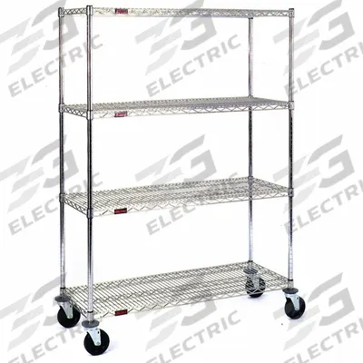 APPROVED VENDOR Wire Shelving Unit: 48 in x 18 in x 79 in, Dry, Split Sleeve, 4 Shelves - Mobile Wire Shelving for Dry Use