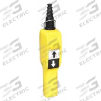 SCHNEIDER ELECTRIC Pendant Control Station: (2) Push Buttons, 1NO/1NC, Up/Down, NEMA 1/4/4X/5 (MPN XACA205). Key specifications — AC Contact Rating: 1.2 A @ 600 V; Action: Momentary/Momentary; DC Contact Rating: 0.27 A @ 250 V; Enclosure Material: Plastic; Hub Style: Dead-End; Legend: Up/Down; Operator Configuration: (2) Push Buttons; Brand: SCHNEIDER.