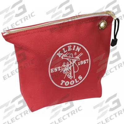 KLEIN TOOLS Tool Bag: 10 in W x 3 1/2 in D x 8 in H, Red, Canvas, 0 Inside Pockets - Canvas Flat Zippered Tool Bags