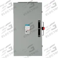 SIEMENS Safety Switch: Non-Fusible, 200 A, Three Phase, 600V AC, Galvanized Steel, Indoor (MPN DTNF364J). Key specifications — attr867131: SIEMENS.